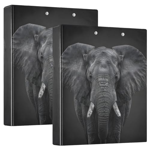 JIPONI Ringbuch mit 3 Ringen, afrikanischer Elefant, 2,5 cm, rund, für Männer, Frauen, Studenten, niedlicher Aktenordner für Büro, Schule, 1 Stück von JIPONI