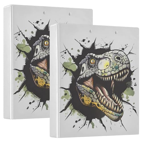 JIPONI Ringbuch mit 3 Ringen, handgezeichneter Dinosaurier, 2,5 cm, rund, für Männer, Frauen, Studenten, niedlicher Aktenordner für Büro, Schule, 1 Stück von JIPONI