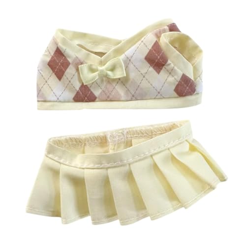 JISADER 2 stück Plüsch Puppe Plaid Kleidung Kostüme Puppe Kleidung Anhänger Puppe Outfits für 15cm Puppe, Gelber Rock JISADER 2 stück Plüsch Puppe Plaid Kleidung Kostüme Puppe Kleidung Anhänger Puppe Outfits für 15cm Puppe, Gelber Rock von JISADER