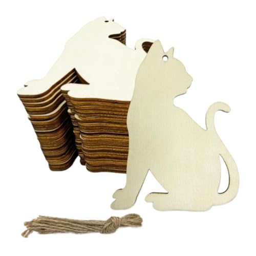 JISADER 20 Stück leere Holzspäne, unbehandelte Holzausschnitte, Halloween-Katzenform, Basteldekoration, hängende Vogelornamente aus Holz JISADER 20 Stück leere Holzspäne, unbehandelte Holzausschnitte, Halloween-Katzenform, Basteldekoration, hängende Vogelornamente aus Holz von JISADER