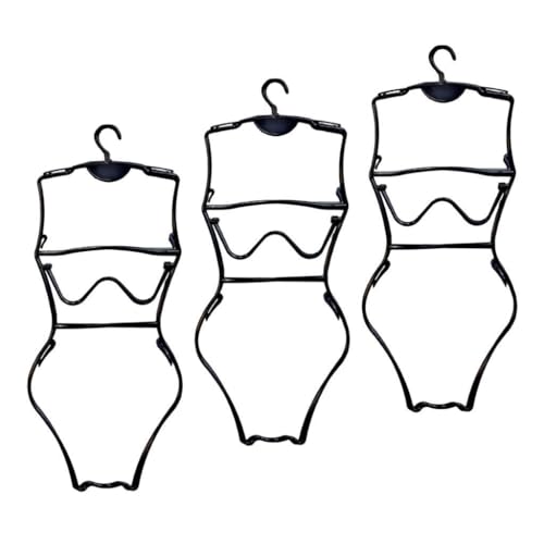 JISADER 3 Stück Kleiderbügel für Badeanzug Bikini, Körperform Kleiderbügel, Schwarz Draht Körperform Display Kleiderbügel, für Bademode, Boutique, Schrank, Kleidung, Kleid, Badeanzug, Schwarz von JISADER