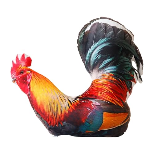 JISADER 3D Tier Plüschtier, Einzigartiges Dekokissen für Kinder, Ideal für Jungen Und Mädchen, Hahn von JISADER
