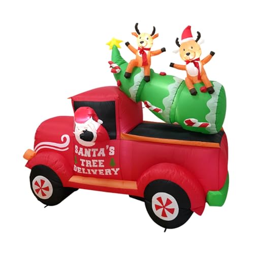 JISADER Aufblasbare Weihnachtsdekoration Weihnachtsmann auf Rotem LKW für Rasen, JISADER Aufblasbare Weihnachtsdekoration Weihnachtsmann auf Rotem LKW für Rasen, von JISADER
