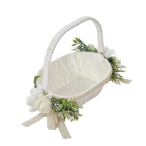 JISADER Hochzeitskorb Handblumenmädchenkorb für Brautjungfernzeremonie Verlobung von JISADER