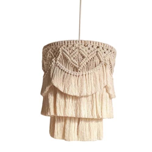 JISADER Makramee-Lampenschirm, Quasten-Lampenschirm, handgewebt, nordisches Design, dekorative, langlebige Pendelleuchte, Abdeckung für Wohnzimmer, JISADER Makramee-Lampenschirm, Quasten-Lampenschirm, handgewebt, nordisches Design, dekorative, langlebige Pendelleuchte, Abdeckung für Wohnzimmer, von JISADER