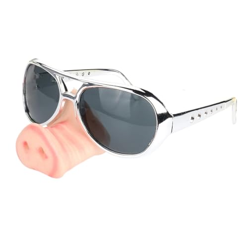 JISADER Pig Big Nose Brille, Verkleidungsbrille, Party-Sonnenbrille für Geburtstags-Cosplay, Silber von JISADER