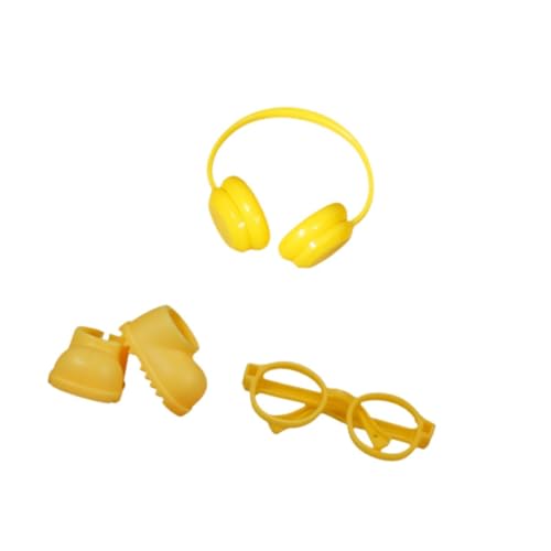 JISADER Puppen Regenstiefel Zubehör mit Kopfhörern Und Brille Aus Pp Material für 17cm Puppen Zum Dekorieren, Gelb JISADER Puppen Regenstiefel Zubehör mit Kopfhörern Und Brille Aus Pp Material für 17cm Puppen Zum Dekorieren, Gelb von JISADER