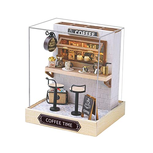 JISADER Puppenhaus Miniaturhaus Holzbausatz Und Modellbau Als Kreativzimmer mit Realistischen Möbeln Als Puzzle für Sammler Und Als Geschenk für Freunde, Kaffeezeit JISADER Puppenhaus Miniaturhaus Holzbausatz Und Modellbau Als Kreativzimmer mit Realistischen Möbeln Als Puzzle für Sammler Und Als Geschenk für Freunde, Kaffeezeit von JISADER