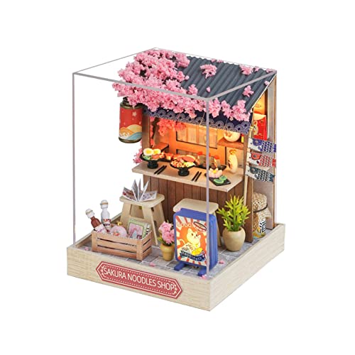 JISADER Puppenhaus Miniaturhaus Holzbausatz Und Modellbau Als Kreativzimmer mit Realistischen Möbeln Als Puzzle für Sammler Und Als Geschenk für Freunde, Sakura Nudelhaus JISADER Puppenhaus Miniaturhaus Holzbausatz Und Modellbau Als Kreativzimmer mit Realistischen Möbeln Als Puzzle für Sammler Und Als Geschenk für Freunde, Sakura Nudelhaus von JISADER