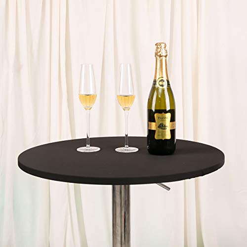 JISEN Cocktail-Spandex-Tischdecke, rund, dehnbar, 61 cm, A-Schwarz von JISEN