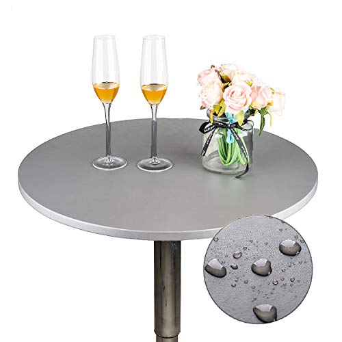 JISEN Cocktail-Tischdecke, wasserdicht, rund, Polyester, dehnbar, 61 cm, Grau von JISEN