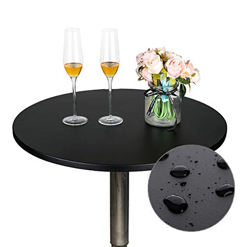 JISEN Cocktail-Tischdecke, wasserdicht, rund, Polyester, dehnbar, 71,1 cm, Schwarz von JISEN