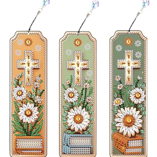 JISHSHAY 3 Stück Diamond Painting Lesezeichen Blumen Diamant Painting Lesezeichen Blumen Diamantmalerei Bookmark Diamant Malerei Book Marks Diamaond Malerei Mosaik Bastelset Erwachsene Book Lover von JISHSHAY