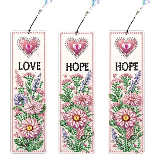 JISHSHAY 3 Stück Diamond Painting Lesezeichen Blumen Diamant Painting Lesezeichen Diamantmalerei Bookmark Diamant Malerei Book Marks Diamaond Malerei Blumen Mosaik Bastelset Erwachsene Book Lover von JISHSHAY
