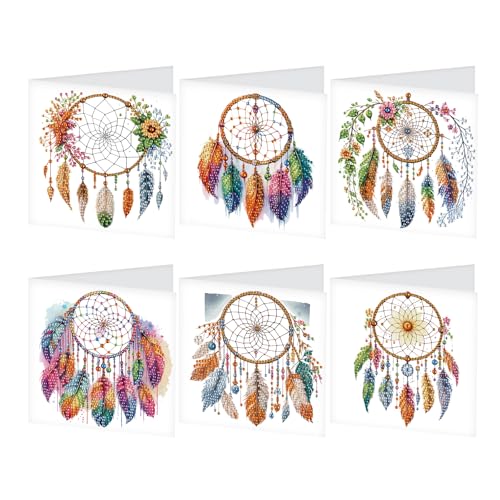 JISHSHAY 6 Pack Diamond Painting Grußkarten Traumfänger Diamant Painting Glückwunschkarten Basteln Erwachsene Geburtstagskarten Crystal Art Mosaik Bastelset Erwachsene Karte Danke mit Umschlag JISHSHAY 6 Pack Diamond Painting Grußkarten Traumfänger Diamant Painting Glückwunschkarten Basteln Erwachsene Geburtstagskarten Crystal Art Mosaik Bastelset Erwachsene Karte Danke mit Umschlag von JISHSHAY
