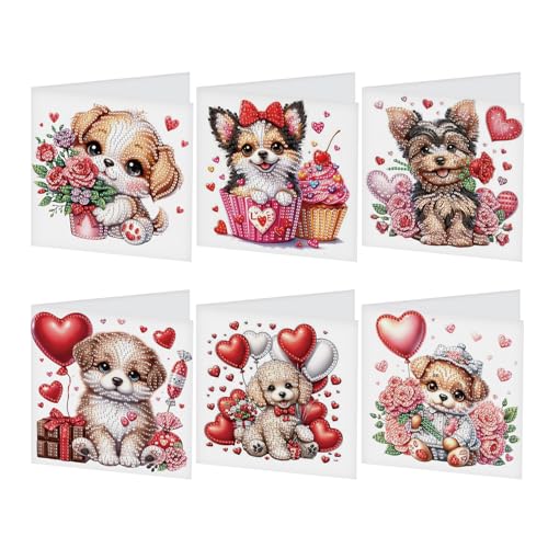 JISHSHAY 6 Stück Diamond Painting Geburtstagskarte, Diamantbild, Grußkarte, Diamant, Malerei, Geburtstag, Karte, Diamantmalerei, Postkarte, Valentinstag, Hund JISHSHAY 6 Stück Diamond Painting Geburtstagskarte, Diamantbild, Grußkarte, Diamant, Malerei, Geburtstag, Karte, Diamantmalerei, Postkarte, Valentinstag, Hund von JISHSHAY