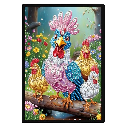 JISHSHAY Diamond Painting Notizbuch, Hahn, Diamant, Malheft, weißes Blatt, Tier-Stickerei, Diamant-Stickerei, Notizblock, Basteln, Erwachsene, Tagebuch, Stickerei, Notizbuch, Kreuzstich, Notizbuch A5 JISHSHAY Diamond Painting Notizbuch, Hahn, Diamant, Malheft, weißes Blatt, Tier-Stickerei, Diamant-Stickerei, Notizblock, Basteln, Erwachsene, Tagebuch, Stickerei, Notizbuch, Kreuzstich, Notizbuch A5 von JISHSHAY
