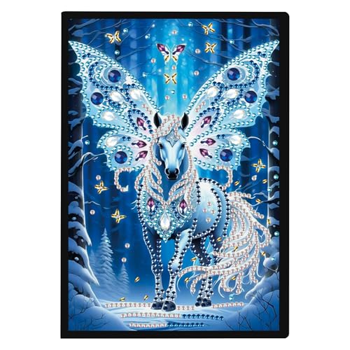 JISHSHAY Diamond Painting Notizbuch, Pferd, Diamant, Malheft, weißes Blatt, Schmetterling, Stickerei, Diamant, Notizblock, Basteln, Erwachsene, Tagebuch, Stickerei, Notizbuch, A5, Kreuzstich JISHSHAY Diamond Painting Notizbuch, Pferd, Diamant, Malheft, weißes Blatt, Schmetterling, Stickerei, Diamant, Notizblock, Basteln, Erwachsene, Tagebuch, Stickerei, Notizbuch, A5, Kreuzstich von JISHSHAY