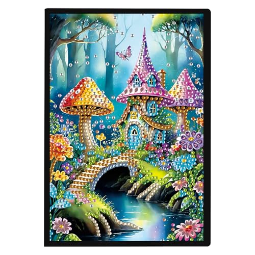 JISHSHAY Diamond Painting Notizbuch, Pilze, Haus, Diamant, Malheft, weißes Blatt, Stickerei, Diamant-Stickerei, Notizblock, Basteln, Erwachsene, Tagebuch, Stickerei, Notizbuch, A5, Kreuzstich JISHSHAY Diamond Painting Notizbuch, Pilze, Haus, Diamant, Malheft, weißes Blatt, Stickerei, Diamant-Stickerei, Notizblock, Basteln, Erwachsene, Tagebuch, Stickerei, Notizbuch, A5, Kreuzstich von JISHSHAY
