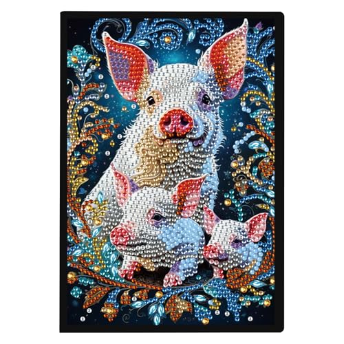 JISHSHAY Diamond Painting Notizbuch, Schwein, Diamant, Malbuch, weißes Blatt, Tiere, Stickerei, Diamant, Notizblock, Basteln, Erwachsene, Tagebuch, Stickerei, Notizbuch, Kreuzstich, Notizbuch, A5 JISHSHAY Diamond Painting Notizbuch, Schwein, Diamant, Malbuch, weißes Blatt, Tiere, Stickerei, Diamant, Notizblock, Basteln, Erwachsene, Tagebuch, Stickerei, Notizbuch, Kreuzstich, Notizbuch, A5 von JISHSHAY