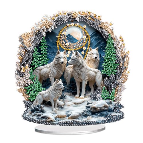 JISHSHAY Diamond Painting Tischdekoration Ornament Wolf Diamant Painting Tisch Deko Tiere Diamantmalerei Ornamente Tischdeko Wolf Diamaond Malerei Tischdeko Diamant Malerei Tischdekoration von JISHSHAY