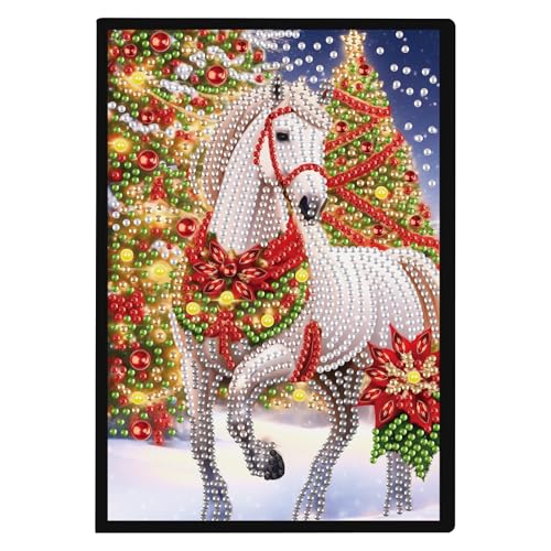 JISHSHAY Weihnachten Diamond Painting Notizbuch, Weihnachtsbaum, Diamant, Malblock, Notizblock, weißes Blatt, Pferd, Stickerei, Diamant-Stickerei, Notizbuch, für Erwachsene, Notizbuch, Kreuzstich JISHSHAY Weihnachten Diamond Painting Notizbuch, Weihnachtsbaum, Diamant, Malblock, Notizblock, weißes Blatt, Pferd, Stickerei, Diamant-Stickerei, Notizbuch, für Erwachsene, Notizbuch, Kreuzstich von JISHSHAY