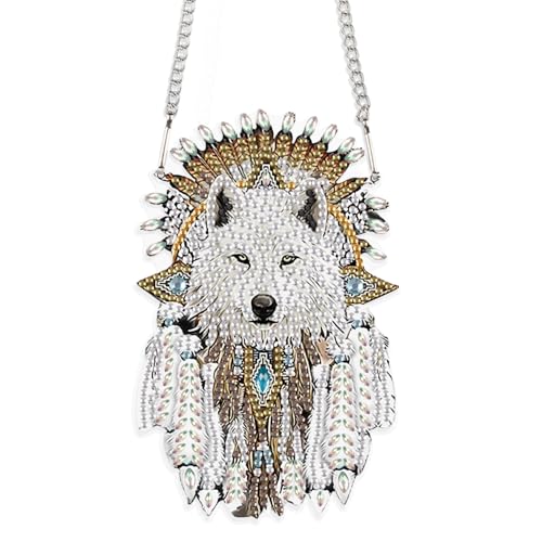 JISHSHAY Wolf Traumfänger Diamond Painting Anhänger Diamant Malerei Aufhängung Stickerei Diamant Windspiel Puzzle Erwachsene Hängen Basteln Erwachsene Kreuzstich Girlande von JISHSHAY