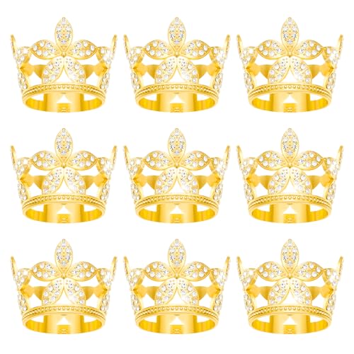 9 Stücke Krone Kuchen Topper, Prinzessin Kleine Krone Herzförmige Diamant Legierung Krone, Mini Krone Kindergeburtstag Kuchen Backen Dekoration Papier Cup Kuchen Dekoration (Gold Blütenblätter Krone) 9 Stücke Krone Kuchen Topper, Prinzessin Kleine Krone Herzförmige Diamant Legierung Krone, Mini Krone Kindergeburtstag Kuchen Backen Dekoration Papier Cup Kuchen Dekoration (Gold Blütenblätter Krone) von JITINX