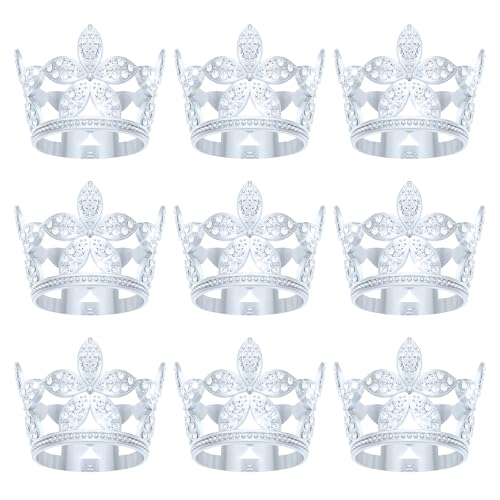 9 Stücke Krone Kuchen Topper, Prinzessin Kleine Krone Herzförmige Diamant Legierung Krone, Mini Krone Kindergeburtstag Kuchen Backen Dekoration Papier Cup Kuchen Dekoration (Silber Blütenblätter 9 Stücke Krone Kuchen Topper, Prinzessin Kleine Krone Herzförmige Diamant Legierung Krone, Mini Krone Kindergeburtstag Kuchen Backen Dekoration Papier Cup Kuchen Dekoration (Silber Blütenblätter von JITINX