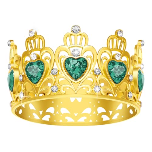 Kuchenkrone, Prinzessin Kleine Krone Herzförmige Diamantkrone, Blumenstrauß Zubehör Kronen, Mini Krone Kindergeburtstag Kuchen Backen Dekoration Papier Cup Kuchen Dekoration (Mini Gold Grün) von JITINX