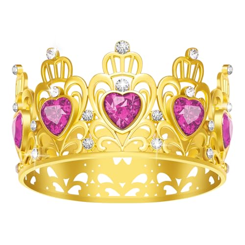 Kuchenkrone, Prinzessin Kleine Krone Herzförmige Diamantkrone, Blumenstrauß Zubehör Kronen, Mini Krone Kindergeburtstag Kuchen Backen Dekoration Papier Cup Kuchen Dekoration (Mini Gold Rose) von JITINX