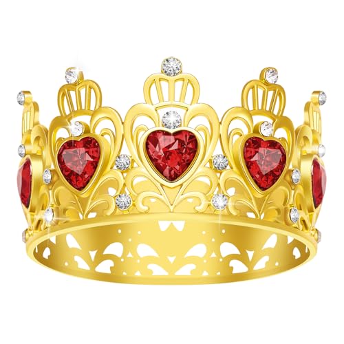 Kuchenkrone, Prinzessin Kleine Krone Herzförmige Diamantkrone, Blumenstrauß Zubehör Kronen, Mini Krone Kindergeburtstag Kuchen Backen Dekoration Papier Cup Kuchen Dekoration (Mini Gold Rot) von JITINX