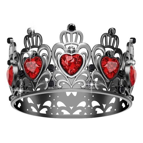 Kuchenkrone, Prinzessin Kleine Krone Herzförmige Diamantkrone, Blumenstrauß Zubehör Kronen, Mini Krone Kindergeburtstag Kuchen Backen Dekoration Papier Cup Kuchen Dekoration (Mini Schwarz Rot) von JITINX