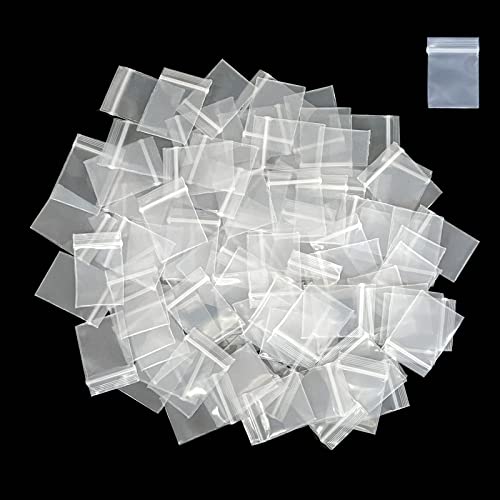 2,5 x 2,5 cm kleine Plastiktüten, 100 Stück, 4 mm dick, wiederverwendbar, transparent, Mini-Reißverschluss-Polybeutel für kleine Gegenstände von JIUMEI