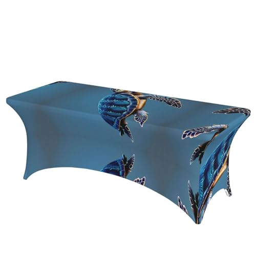 JIUTY Blaue Meeresschildkröte Pint Tischdecke, rechteckig, Polyester, für Küche, Hochzeit, Party, Urlaub, 76,2 x 183,9 cm, 1 Stück JIUTY Blaue Meeresschildkröte Pint Tischdecke, rechteckig, Polyester, für Küche, Hochzeit, Party, Urlaub, 76,2 x 183,9 cm, 1 Stück von JIUTY