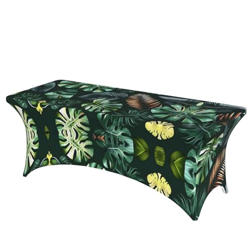 JIUTY Rechteckige Tischdecke mit tropischen Blättern, Polyester, für Küche, Hochzeit, Party, Urlaub, 76,2 x 183,9 cm, 1 Stück von JIUTY