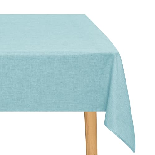 JIUZHEN Blau Tischdecke Abwaschbar Tischdecken Leinenoptik für Esszimmer, Garten, Outdoor,Hochzeiten Wasserabweisend Tischtuch Eckig 135X240 cm von JIUZHEN