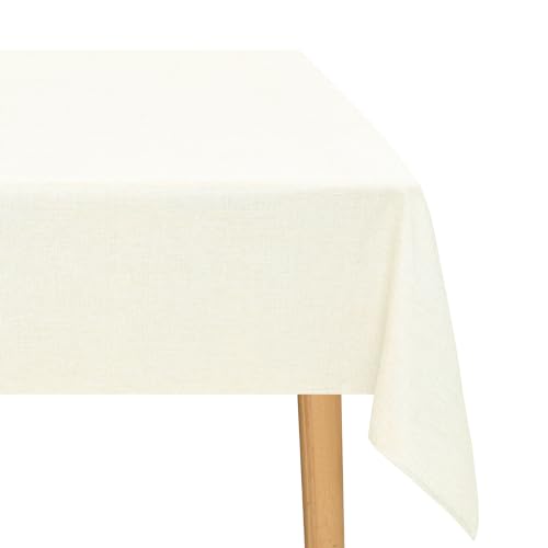 JIUZHEN Champagner Tischdecke Abwaschbar Tischdecken Leinenoptik für Esszimmer, Garten, Outdoor,Hochzeiten Wasserabweisend Tischtuch Eckig 135x300 cm von JIUZHEN