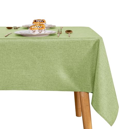 JIUZHEN Grün Tischdecke Abwaschbar Tischdecken Leinenoptik für Esszimmer, Garten, Outdoor,Hochzeiten Wasserabweisend Tischtuch Eckig 135x300 cm von JIUZHEN