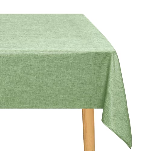 JIUZHEN Grün Tischdecke Abwaschbar Tischdecken Leinenoptik für Esszimmer, Garten, Outdoor,Hochzeiten Wasserabweisend Tischtuch Eckig 135x300 cm von JIUZHEN