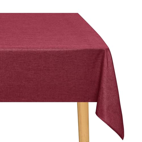 JIUZHEN Rot Tischdecke Abwaschbar Tischdecken Leinenoptik für Esszimmer, Garten, Outdoor,Hochzeiten Wasserabweisend Tischtuch Eckig 135X180 cm von JIUZHEN