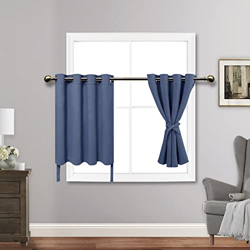 JIUZHEN Kurze Vorhänge, Küche, halbe Fenster, Verdunkelungsvorhänge mit Raffhaltern für Baseroom Shadows, Ösenvorhänge für Wohnzimmer, 2 Stück Fenstervorhangpaneele, 132 x 76 cm Länge, staubiges Blau JIUZHEN Kurze Vorhänge, Küche, halbe Fenster, Verdunkelungsvorhänge mit Raffhaltern für Baseroom Shadows, Ösenvorhänge für Wohnzimmer, 2 Stück Fenstervorhangpaneele, 132 x 76 cm Länge, staubiges Blau von JIUZHEN