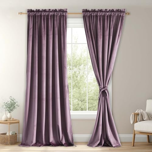 JIUZHEN Lavendel-Samt-Vorhänge, 274,3 cm lang, luxuriöse Heimdekoration, Raumverdunkelung, wärmeisoliert, Fenstervorhänge für Schlafzimmer/Wohnzimmer, 2 Paneele, B 52 x L 108 cm JIUZHEN Lavendel-Samt-Vorhänge, 274,3 cm lang, luxuriöse Heimdekoration, Raumverdunkelung, wärmeisoliert, Fenstervorhänge für Schlafzimmer/Wohnzimmer, 2 Paneele, B 52 x L 108 cm von JIUZHEN