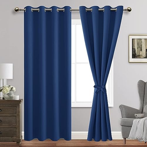 JIUZHEN Verdunkelungsvorhänge mit Raffhaltern, wärmeisoliert, lichtblockierend und geräuschreduzierend, Ösenvorhänge für Schlafzimmer/Wohnzimmer, Set mit 2 Vorhängen, 132 x 228 cm Länge, klassisches JIUZHEN Verdunkelungsvorhänge mit Raffhaltern, wärmeisoliert, lichtblockierend und geräuschreduzierend, Ösenvorhänge für Schlafzimmer/Wohnzimmer, Set mit 2 Vorhängen, 132 x 228 cm Länge, klassisches von JIUZHEN