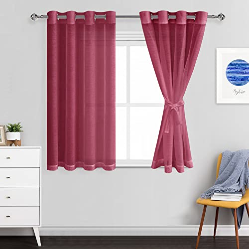 JIUZHEN Weihnachtliche Vorhänge, kurz, durchsichtig, 114,4 cm lang, halbtransparent, lichtfilternde Ösen, Fenstervorhänge für Küche/Party, 132 B x 114 cm, 2 Stück mit Raffhaltern JIUZHEN Weihnachtliche Vorhänge, kurz, durchsichtig, 114,4 cm lang, halbtransparent, lichtfilternde Ösen, Fenstervorhänge für Küche/Party, 132 B x 114 cm, 2 Stück mit Raffhaltern von JIUZHEN