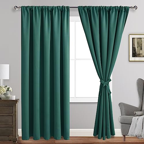 JIUZHEN Weihnachts-Verdunkelungsvorhänge für Schlafzimmer, wärmeisoliert, Raumverdunkelungsvorhänge für Wohnzimmer, Set mit 2 Paneelen mit Raffhaltern, 178 x 244 cm Länge, Waldgrün JIUZHEN Weihnachts-Verdunkelungsvorhänge für Schlafzimmer, wärmeisoliert, Raumverdunkelungsvorhänge für Wohnzimmer, Set mit 2 Paneelen mit Raffhaltern, 178 x 244 cm Länge, Waldgrün von JIUZHEN