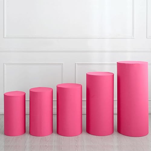Spandex -zylinder -sockelabdeckungen Für Metallständer, Desserttischdekor Für Hochzeit/geburtstags-/babyparty -party, Stretch Stoff Fit Eisenzylinder Sockel Ständer(Size:Small - 3PCS,Color:Rosenrot) von JIXINHEKEJI