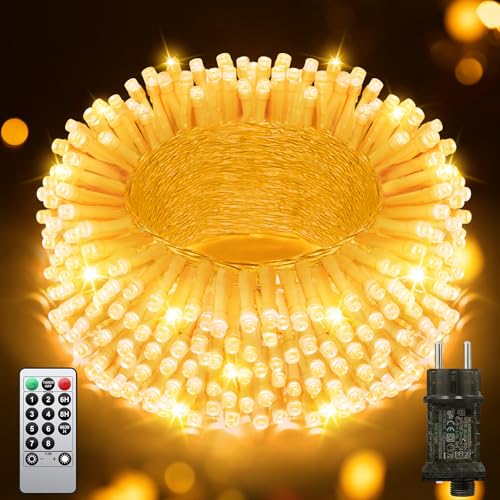 JIXXULVU 38M 380 LED-Weihnachtslichter, Weihnachtslichter für draußen, Timer & Speicher, wasserdicht 8 Modi Plug in Fairy Light für Baum Indoor Schlafzimmer Patio Yard Holiday Decor Warmweiß JIXXULVU 38M 380 LED-Weihnachtslichter, Weihnachtslichter für draußen, Timer & Speicher, wasserdicht 8 Modi Plug in Fairy Light für Baum Indoor Schlafzimmer Patio Yard Holiday Decor Warmweiß von JIXXULVU