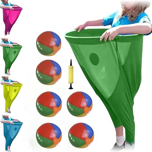 Oma-Hosen-Gartenspiel, übergroßes Oma-Hosen-Outdoor-Spiel für Erwachsene, 6 elastische Bälle + Pumpe, für Gartenpartys und Sportfeste(Green) von JIYIHENKEAI