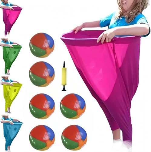 Oma-Hosen-Gartenspiel, übergroßes Oma-Hosen-Outdoor-Spiel für Erwachsene, 6 elastische Bälle + Pumpe, für Gartenpartys und Sportfeste(Pink) von JIYIHENKEAI